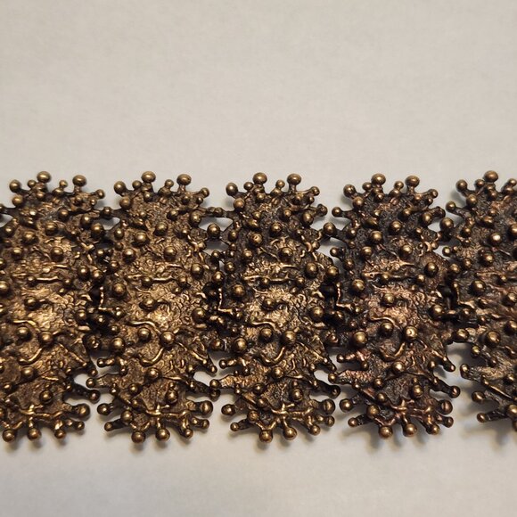 1960s Mid Cent. Finnish Modernist Brutalist Statement Belt Brass W/Bronze Finish - Picture 3 of 6